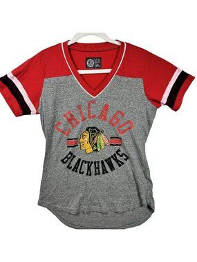 Chicago Blackhawks Womens V-Neck T-Shirt G-III Sports Sz M NHL Official Licensed